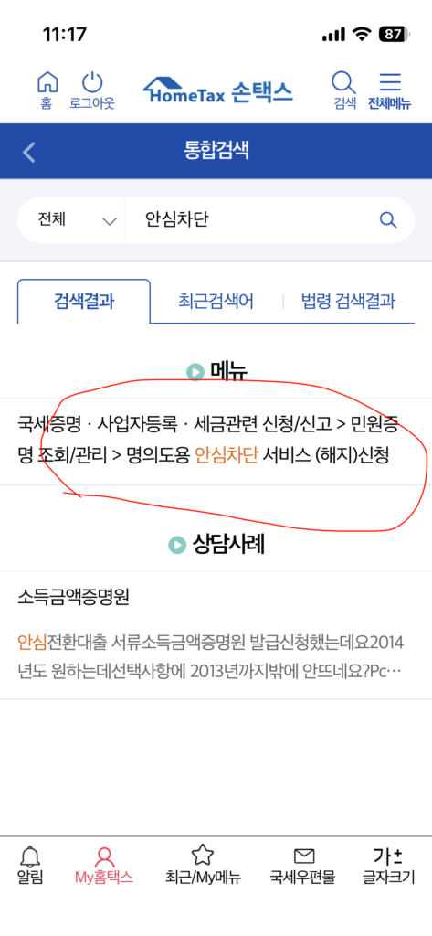 나도 모르는 소득이 잡혔다면?국세청 명의도용 안심차단 서비스 신청 방법 3